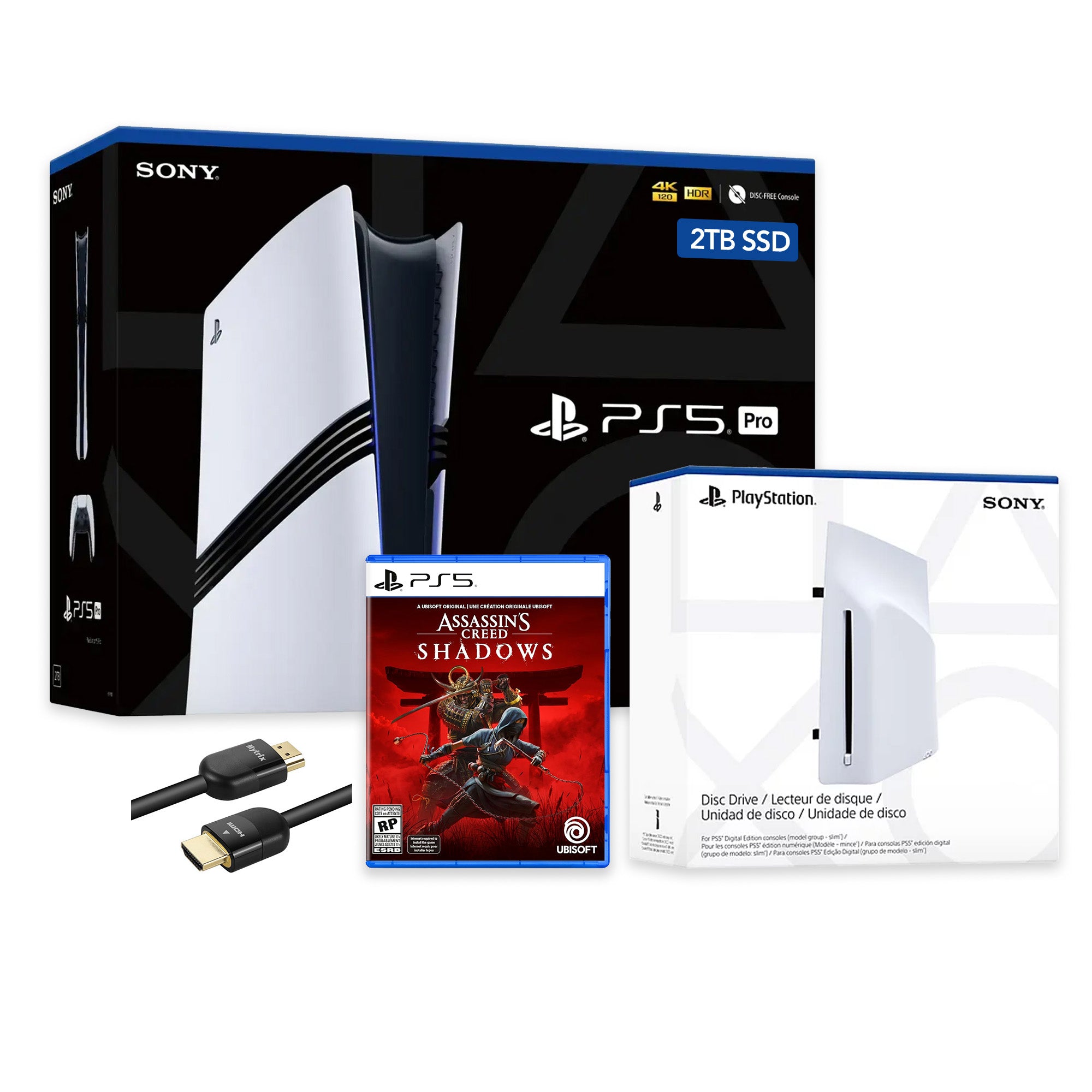 PlayStation 5 Pro 2TB SSD Console with Disc Drive, Wireless Controller and Assassin’s Creed Shadows - CFI-7019 PS5 Pro PlayStation 5 Pro 2TB SSD Console with Disc Drive, Wireless Controller and Assassin’s Creed Shadows - CFI-7019 PS5 Pro